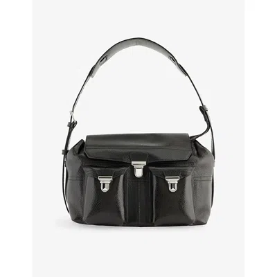 Lemaire Womens Espresso Gear Medium Leather Shoulder Bag In Black