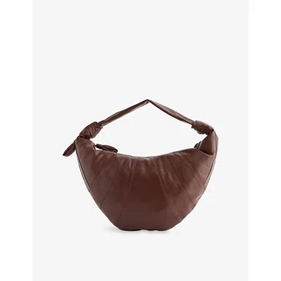 Lemaire Womens Fortune Croissant Grained Leather Shoulder Bag Roasted Pecan