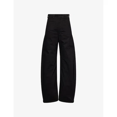 Lemaire Womens Black High-rise Curved Denim Jeans