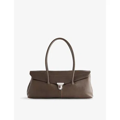 Lemaire Womens  Shoulder Gear Leather Bag In Khaki Brown