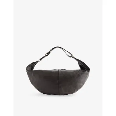 Lemaire Womens Large Quiver Clip Grained-leather Shoulder Bag Dark Chocolate