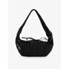 Shop Lemaire Womens Black Fortune Croissant Filt Woven And Leather Shoulder Bag