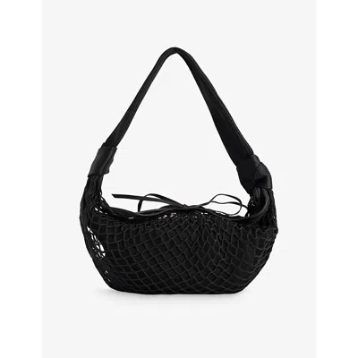 Lemaire Womens Fortune Croissant Filt Woven And Leather Shoulder Bag Black