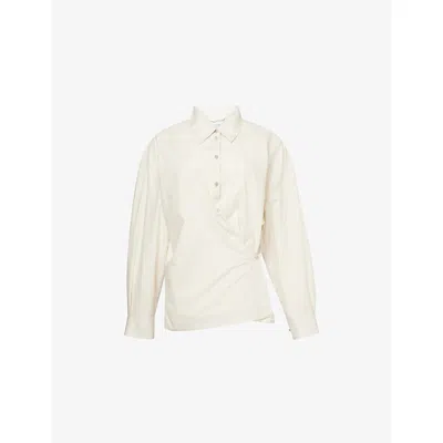 Lemaire Womens Light Cream Twisted Long-sleeves Cotton And Silk Shirt In Neutral