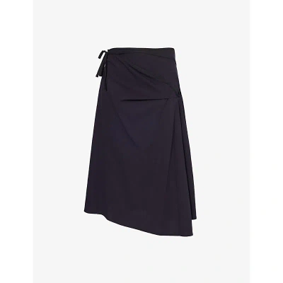 Lemaire Womens Midnight Indigo Wrap-front Self-tie Woven Midi Skirt