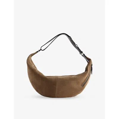 Lemaire Womens Pebble Quiver Clip Suede Shoulder Bag In Gray