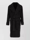 Lemaire Wool And Alpaca Long Coat With Belt In Black