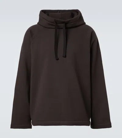 Lemaire Wool And Cotton Hoodie In Brown