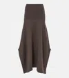 Lemaire Wool And Cotton Midi Skirt In Brown