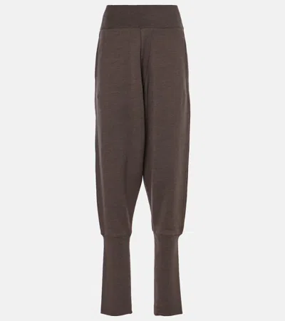 Lemaire Wool And Cotton Sweatpants In Brown