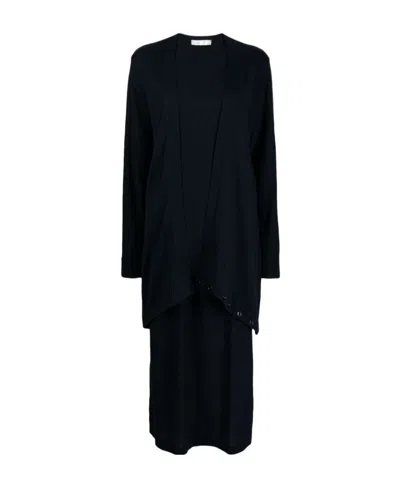 Lemaire Wool-blend Midi Dress In Blue
