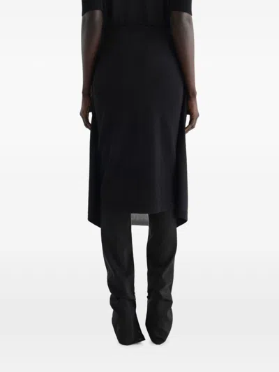 Lemaire Wool Blend Midi Skirt In Black