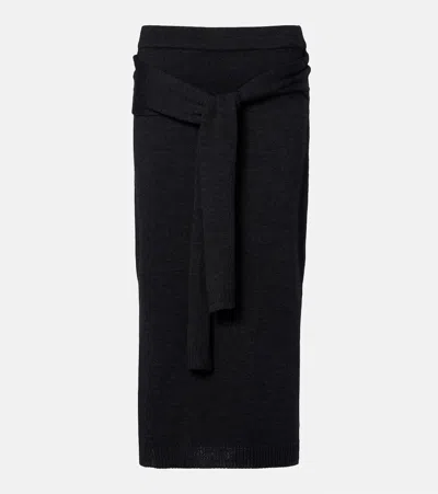 Lemaire Wool-blend Midi Skirt In Gray