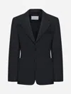 Lemaire Wool-blend Single-breasted Blazer In Caviar