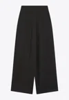 Lemaire Wool And Cotton-blend Wide-leg Pants In Black