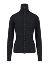 Lemaire Gray Buttoned Fitted Cardigan In Black