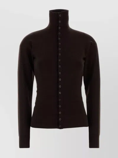 LEMAIRE WOOL CARDIGAN FEATURING HIGH COLLAR AND RIBBED CUFFS