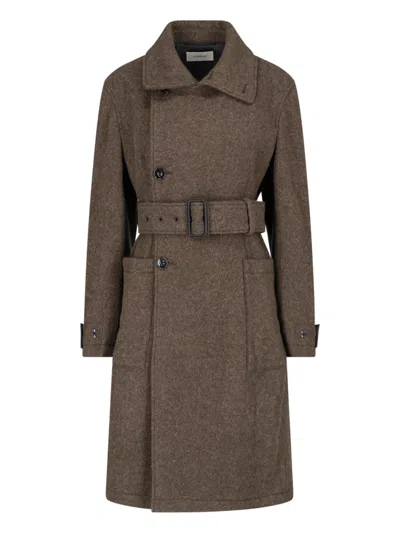 Lemaire Wool Coat In Brown