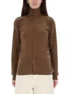 Lemaire Wool High Collar Cardigan In Brown
