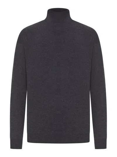 Lemaire Wool High Neck Sweater In Gray