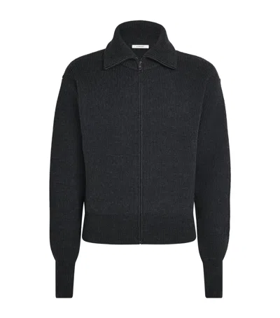 Lemaire Wool High-neck Zip-up Cardigan In Black