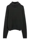 Lemaire Hooded Knit Sweater Featuring Button Detail In Gray