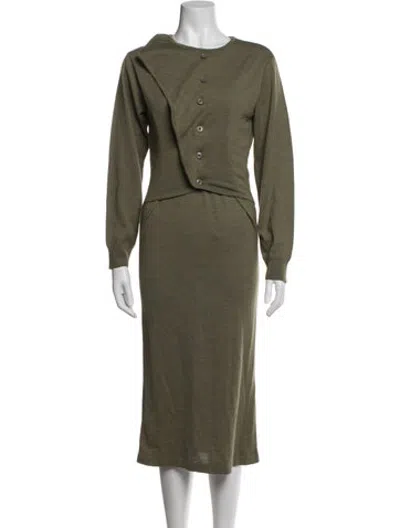 Pre-owned Lemaire Wool Long Dress W/ Tags In Green