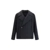 Lemaire Wool Peacoat In Black