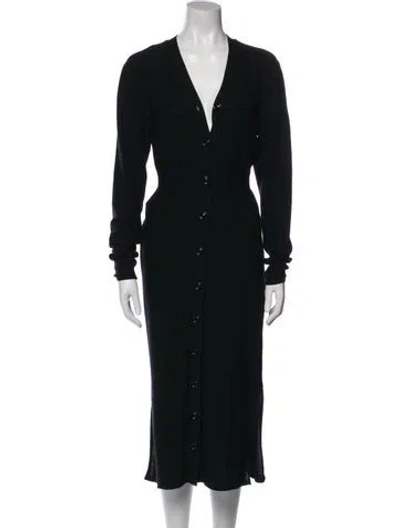 Pre-owned Lemaire Wool Midi Length Dress In Black