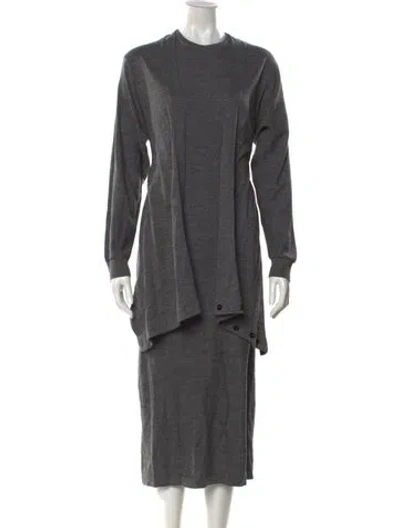Pre-owned Lemaire Wool Midi Length Dress In Gray