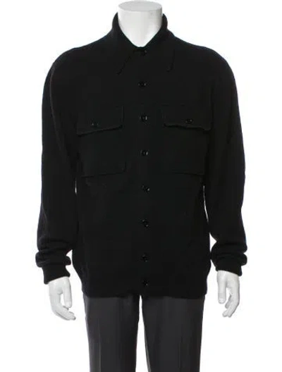 Pre-owned Lemaire Wool Mock Neck Cardigan In Black