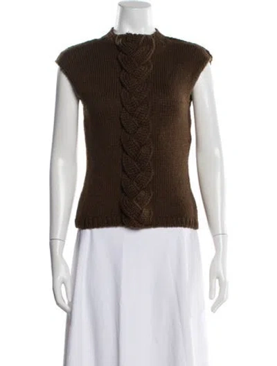 Pre-owned Lemaire Wool Mock Neck Sweater In Brown