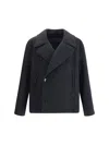 Lemaire Wool Peacoat In Black