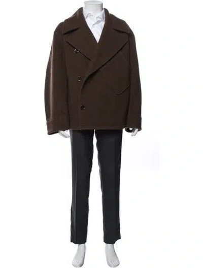 Pre-owned Lemaire Wool Peacoat In Brown
