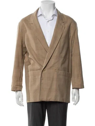 Pre-owned Lemaire Wool Plaid Print Blazer In Neutral