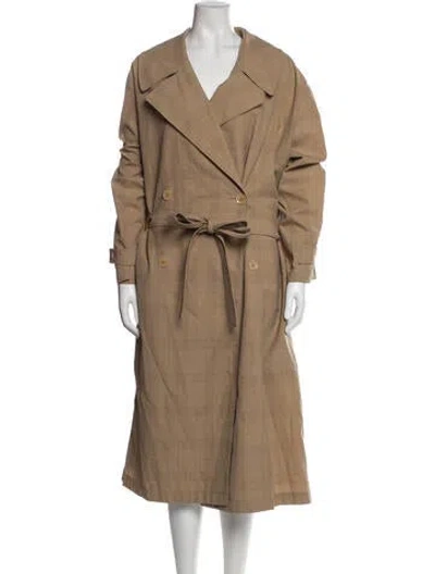 Pre-owned Lemaire Wool Plaid Print Trench Coat In Neutral