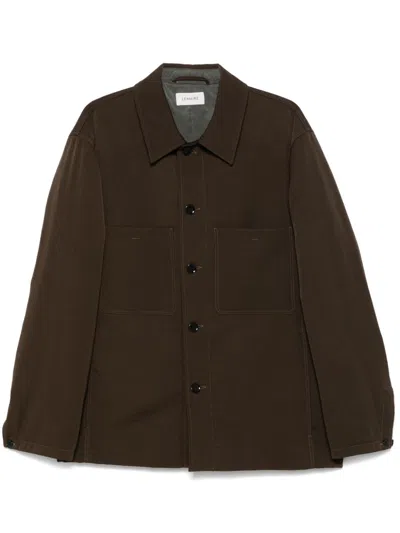 Lemaire Wool Shirt Jacket In Brown