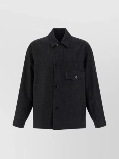 Lemaire Wool Shirt Jacket Chest Pocket In Black