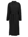 Lemaire Black Belted Lightweight Coat In Black