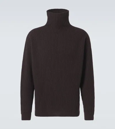 Lemaire Wool Turtleneck Sweater In Br476 Dark Acajou Me