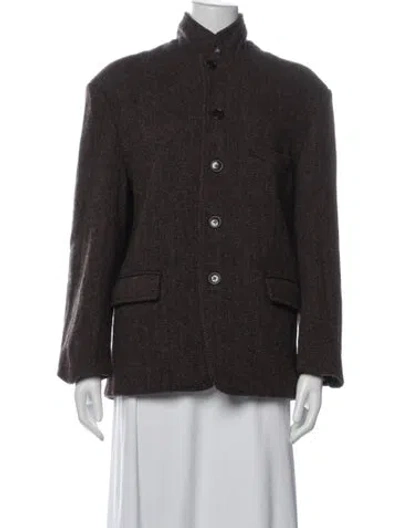 Pre-owned Lemaire Wool Tweed Pattern Jacket In Brown