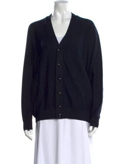 Pre-owned Lemaire Wool V-neck Sweater In Black