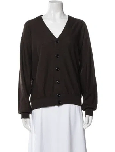 Pre-owned Lemaire Wool V-neck Sweater In Brown