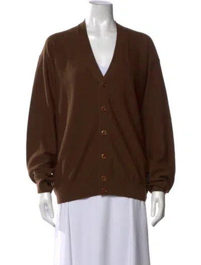 Pre-owned Lemaire Wool V-neck Sweater In Brown