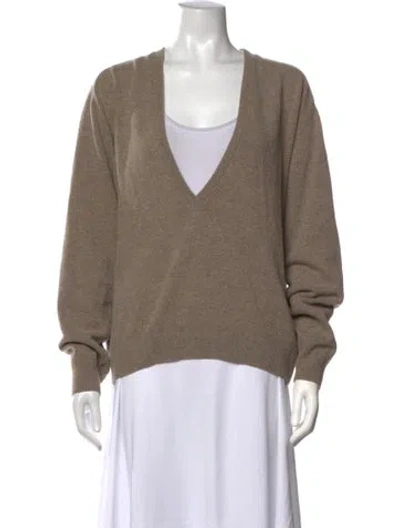 Pre-owned Lemaire Wool V-neck Sweater In Brown
