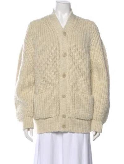 Pre-owned Lemaire Wool V-neck Sweater In Neutral