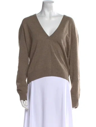 Pre-owned Lemaire Wool V-neck Sweater In Neutral