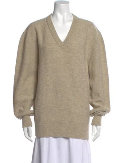 Pre-owned Lemaire Wool V-neck Sweater In Neutral