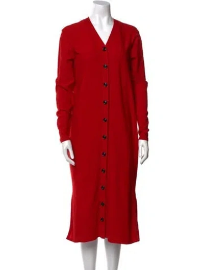 Pre-owned Lemaire Wool V-neck Sweater In Red