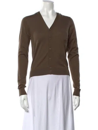 Pre-owned Lemaire Wool V-neck Sweater W/ Tags In Brown